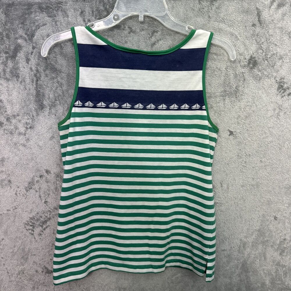 Jantzen Lg Tank womens blue green white stripe sleeveless made in USA - Picture 6 of 7